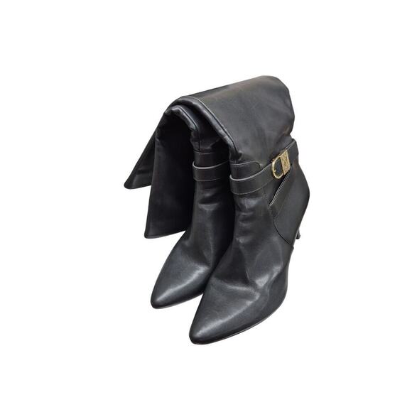 CALVIN KLEIN JEMAMINE $230 Black Vegan Leather Designer Tall Heel Boots 9.5 - Picture 6 of 8